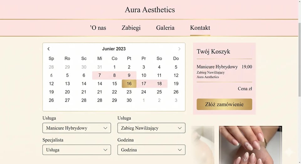 Aura L Aesthetics — Rezerwacja online (desktop)
