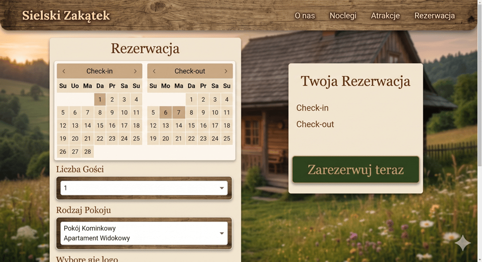 Sielski Zakątek — Rezerwacja noclegów (desktop)
